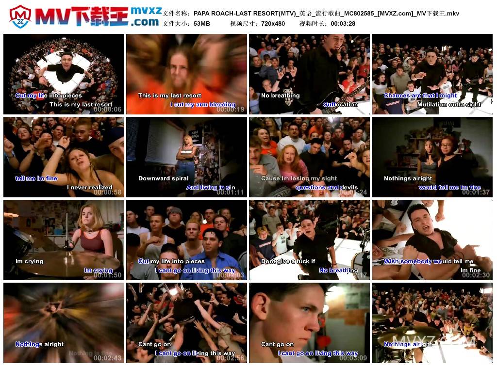 PAPA ROACH-LAST RESORT(MTV)_英语_流行歌曲_MC802585